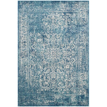 Safavieh 5 ft.-1 in. x 7 ft.-6 in. Evoke Power Loomed Medium Rectangle Area Rug Blue & Ivory EVK256C-5